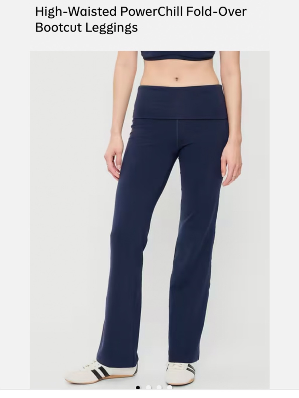 Old Navy Navy High-Waisted PowerChill Fold-Over Bootcut Leggings MEDIUM PETITE